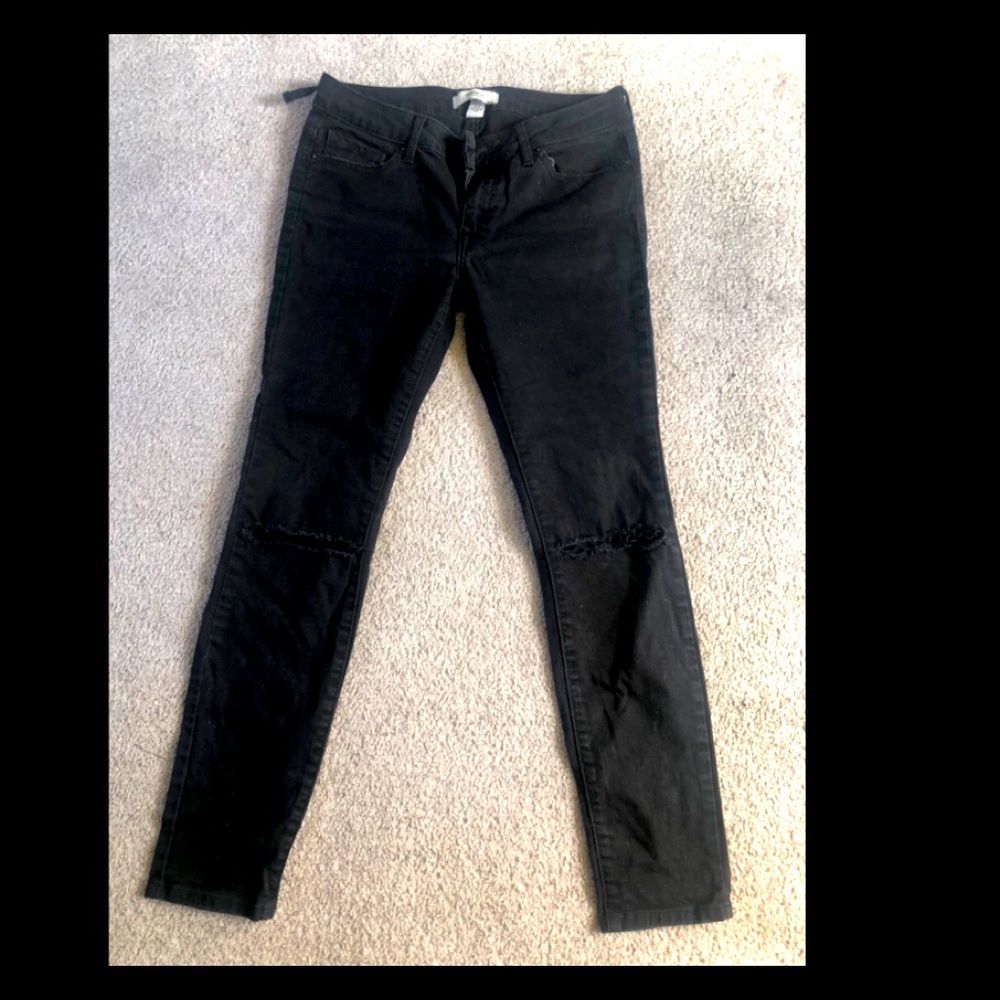 Forever21 Black Skinny Jeans with Rips at Knees